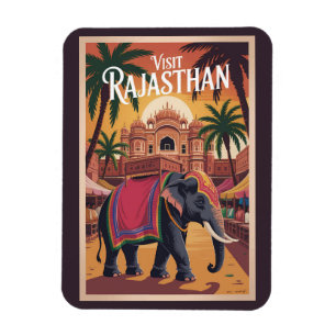 India Rajasthan Illustration Travel Art Vintage Magnet