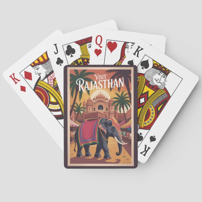 India Rajasthan Illustration Travel Art Vintage Poker Cards (Back)