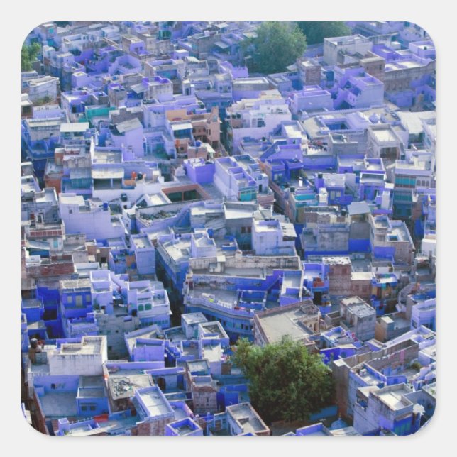 INDIA, Rajasthan, Jodhpur: Blue City of Jodhpur Square Sticker (Front)