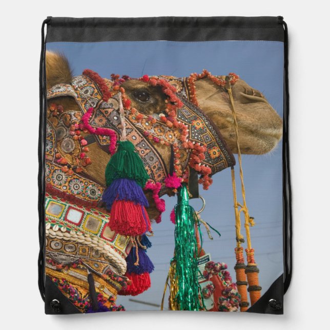 INDIA, Rajasthan, Pushkar: PUSHKAR CAMEL FAIR, Drawstring Bag (Front)