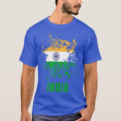 India Retro Vintage Watercolors Sport Indian Flag  T_Shirt