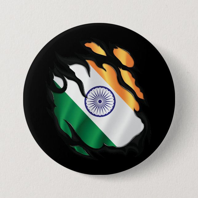 India Ripped Flag Button (Front)