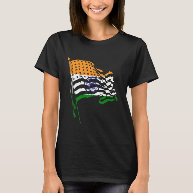 India Roots USA Flag T-Shirt (Front)