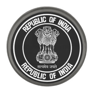 India Round Emblem Gunmetal Finish Lapel Pin