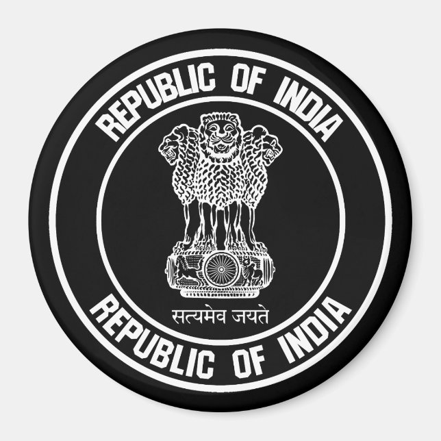 India Round Emblem Magnet (Front)