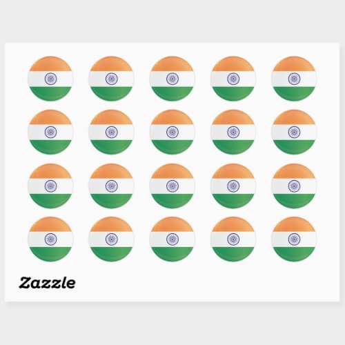 India  Round Icon Flag Classic Round Sticker