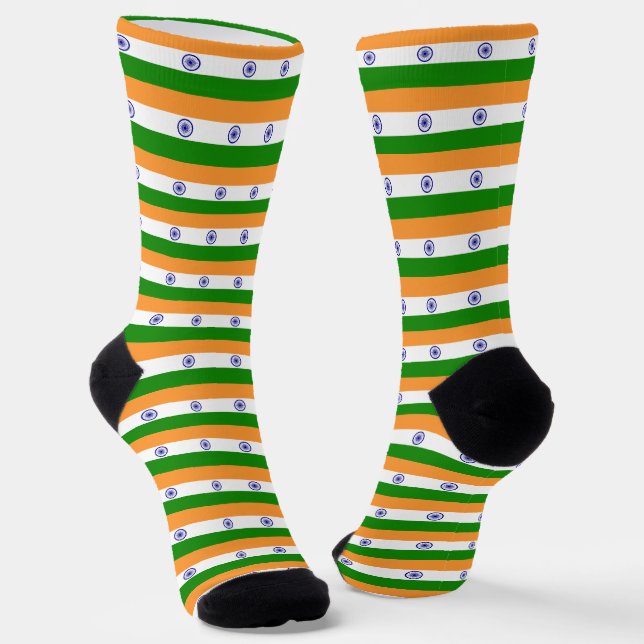 India Socks, patriotic Indian Flag fashion Socks (Angled)