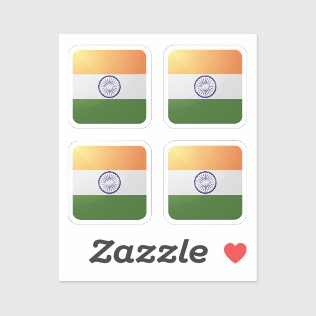 India square glossy flag sticker (Sheet)