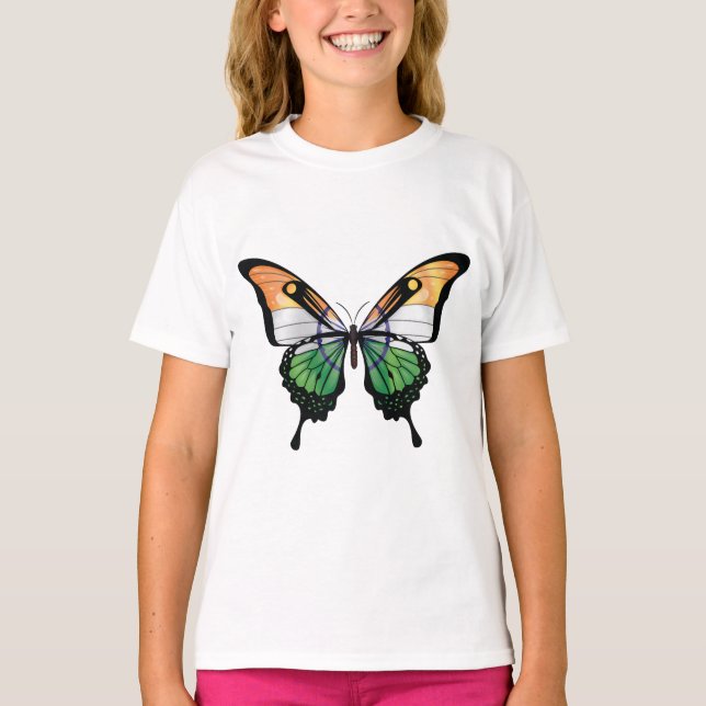 India Swallowtail Butterfly Flag Sticker T-Shirt (Front)