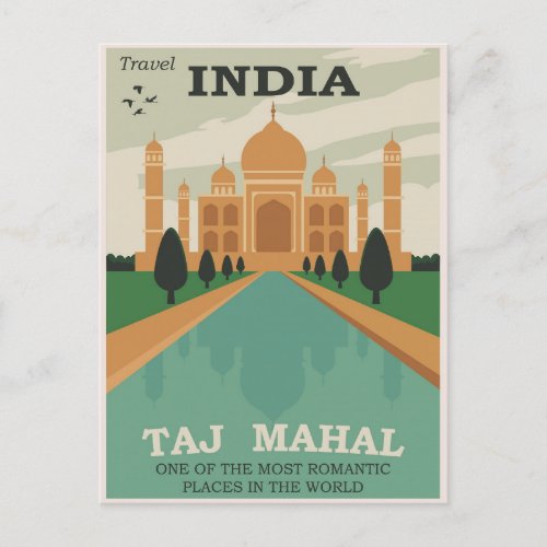 India Taj Mahal Vintage Travel Postcard