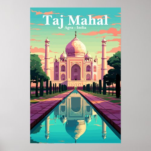 India Taj Mahal vintage travel poster