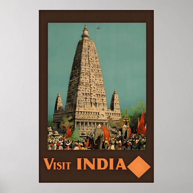 India Temple Print Indian Art Travel Poste (Front)