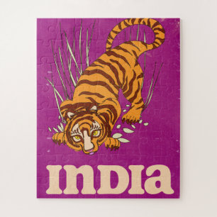 India Tiger Vintage travel poster Jigsaw Puzzle