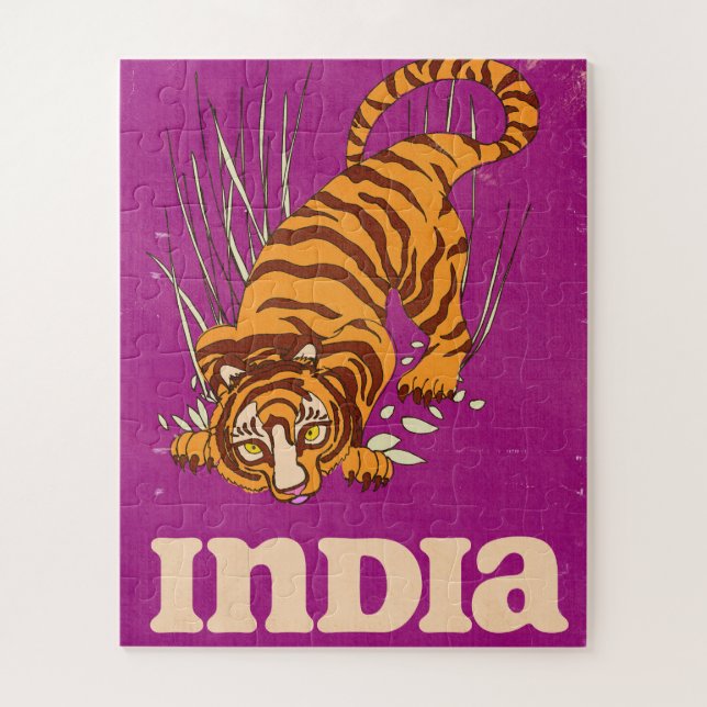 India Tiger Vintage travel poster Jigsaw Puzzle (Vertical)