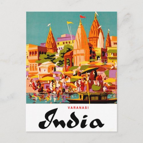 India traditional buildings in Varanasi city Postcard