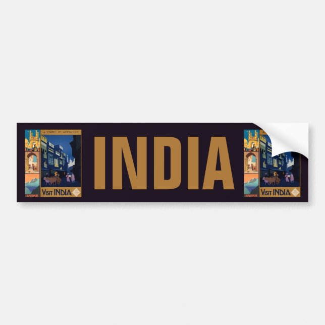 India Travel Poster collage bumpersticker Bumper Sticker (Front)