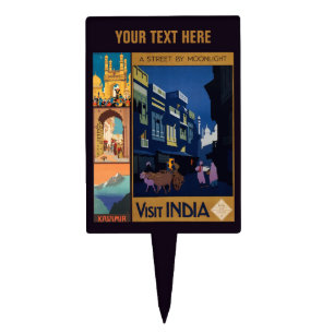 India Travel Poster collage cake topper