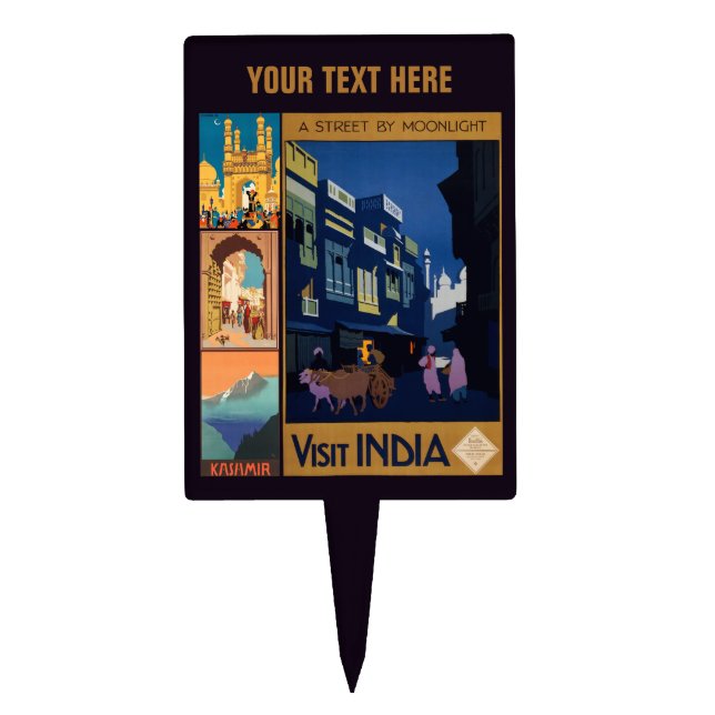 India Travel Poster collage cake topper (Front)