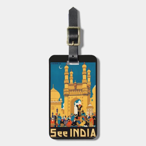 India Travel Poster custom luggage tag