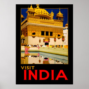India travel poster indian vintage art