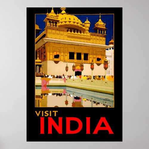 India travel poster indian vintage art
