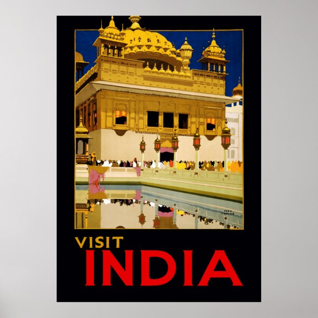 India travel poster indian vintage art (Front)