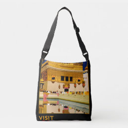 India travel poster indian vintage art crossbody bag