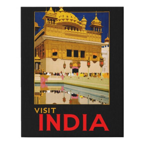 India travel poster indian vintage art faux canvas print