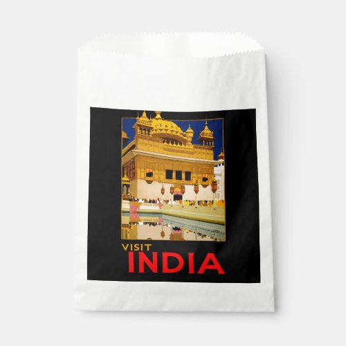India travel poster indian vintage art favor bag