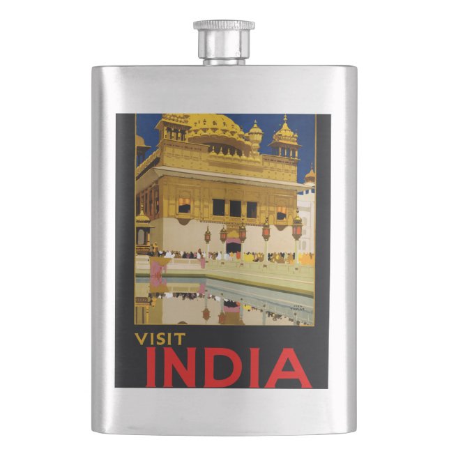 India travel poster indian vintage art flask (Front)