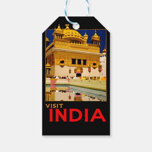 India travel poster indian vintage art gift tags