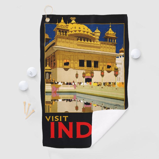 India travel poster indian vintage art golf towel (InSitu)