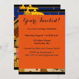 India travel poster indian vintage art invitation