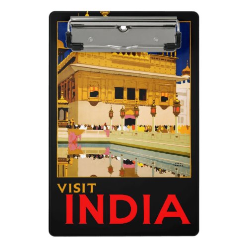 India travel poster indian vintage art mini clipboard