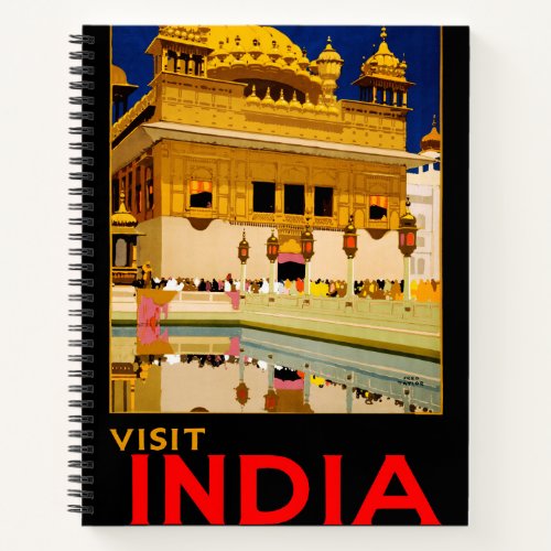India travel poster indian vintage art notebook