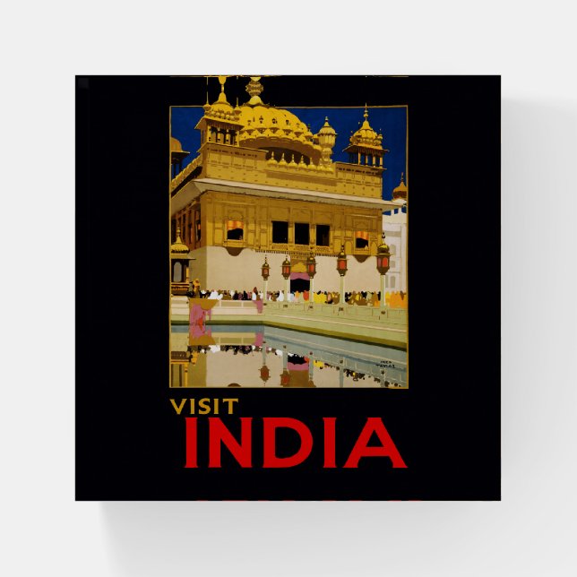 India travel poster indian vintage art paperweight (Front)
