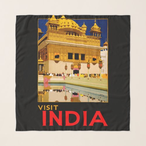 India travel poster indian vintage art scarf