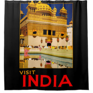 India travel poster indian vintage art shower curtain