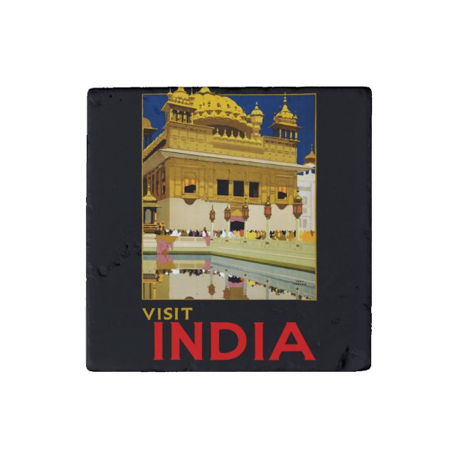 India travel poster indian vintage art stone magnet (Fourth Magnet)