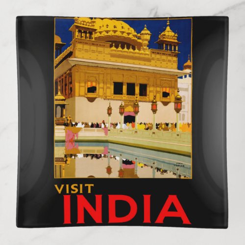 India travel poster indian vintage art trinket tray