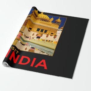 India travel poster indian vintage art wrapping paper
