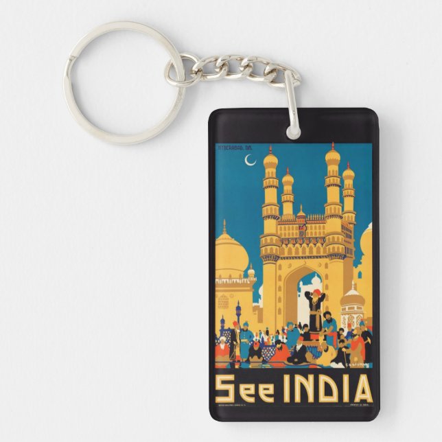 India Travel Poster key chain (Front)