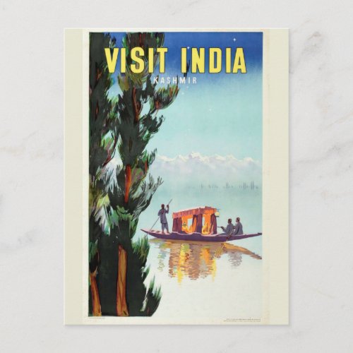 India Travel Poster postcard