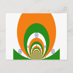 India Tricolor of a very deep saffron, white GREEN Postcard