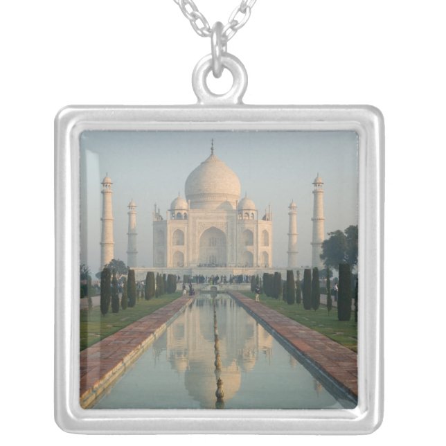 INDIA, Uttar Pradesh, Agra: Taj Mahal, Morning Silver Plated Necklace (Front)