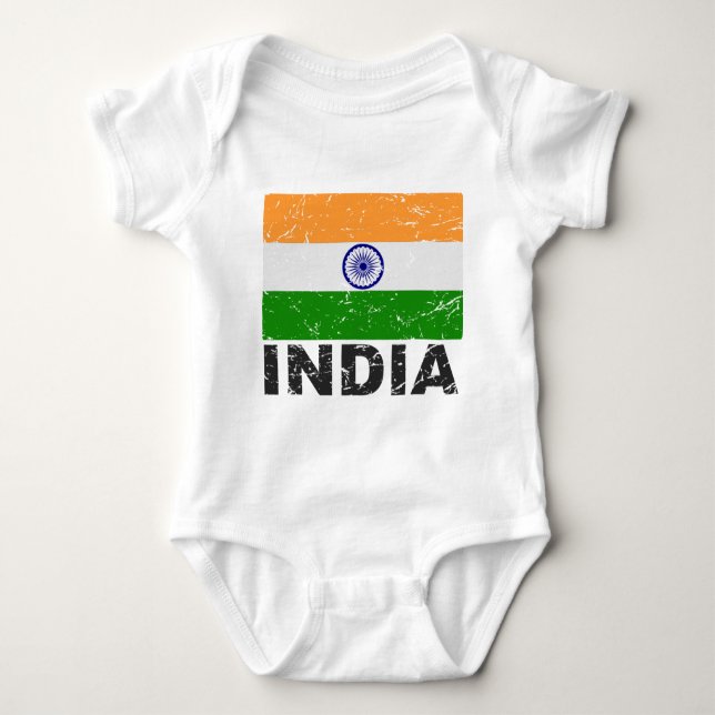India Vintage Flag Baby Bodysuit (Front)