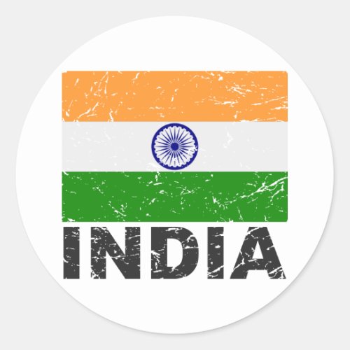 India Vintage Flag Classic Round Sticker