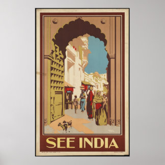 India Vintage Travel Poster Ad Retro Prints