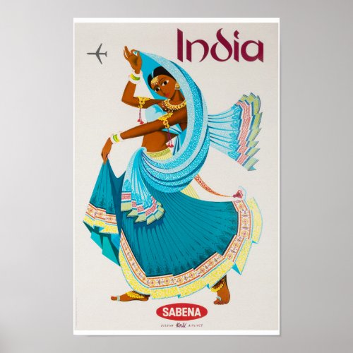 India Vintage Travel Poster Restored