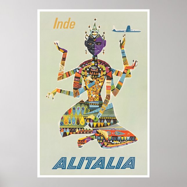 India Wall Art Travel Poster Retro Print (Front)